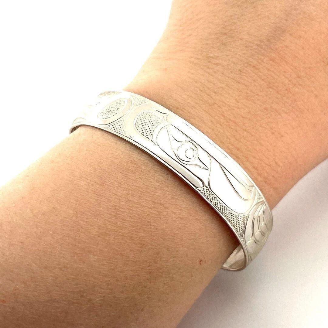 Marko Harper Signed Sterling Silver Cuff 13mm 925 Native Eagle Bracelet - Devine & Co.