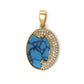Monterey Bay Ocean Oval Pendant w/ Diamonds & Turquoise in 14K Yellow Gold - Devine & Co.