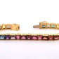 Custom Handmade Natural Rainbow Sapphire 18K Yellow Gold GIA No Heat Bracelet