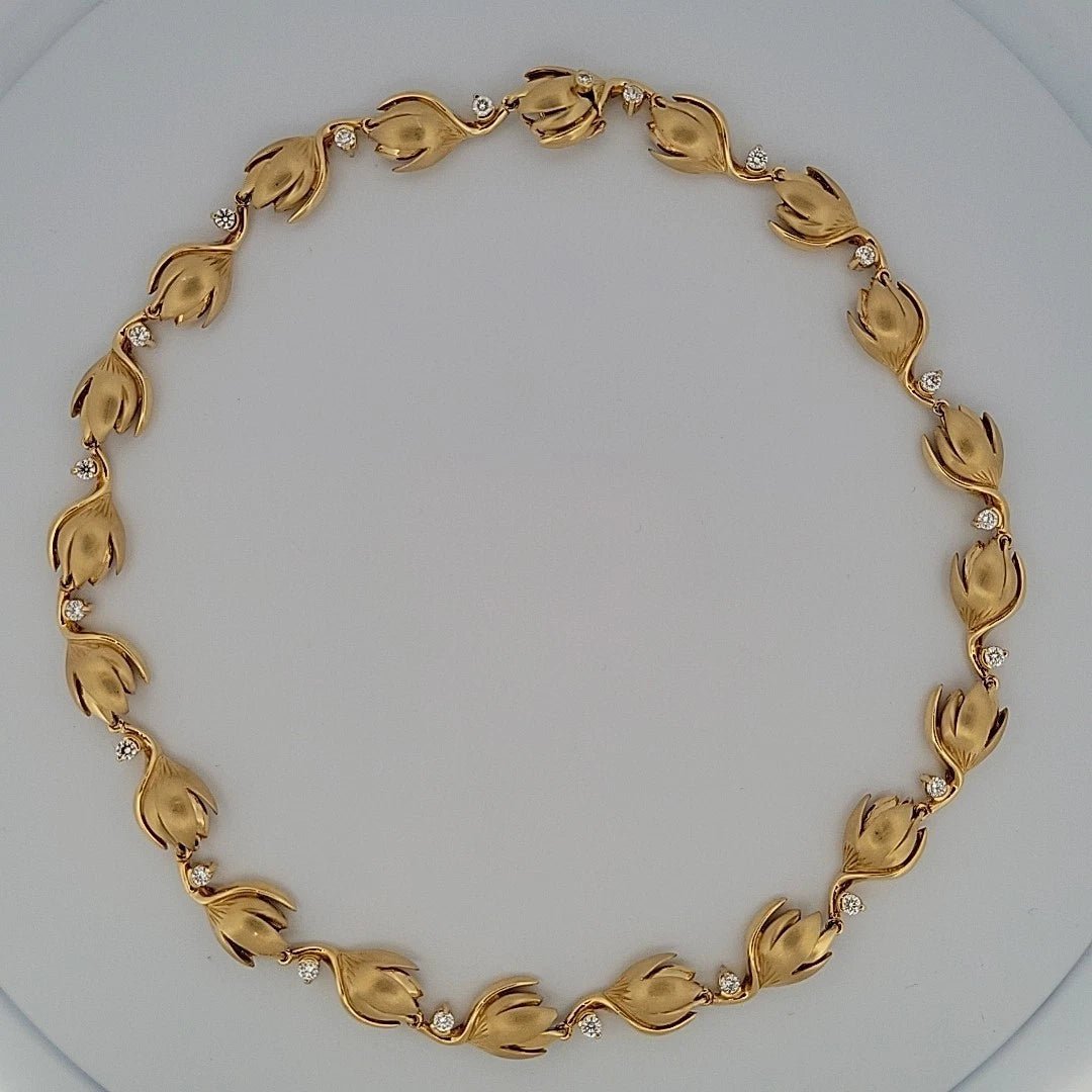 Na Hoku 18K Yellow Gold Pikake Diamond Necklace, Bracelet & Earrings Set 117.8gr - Devine & Co.