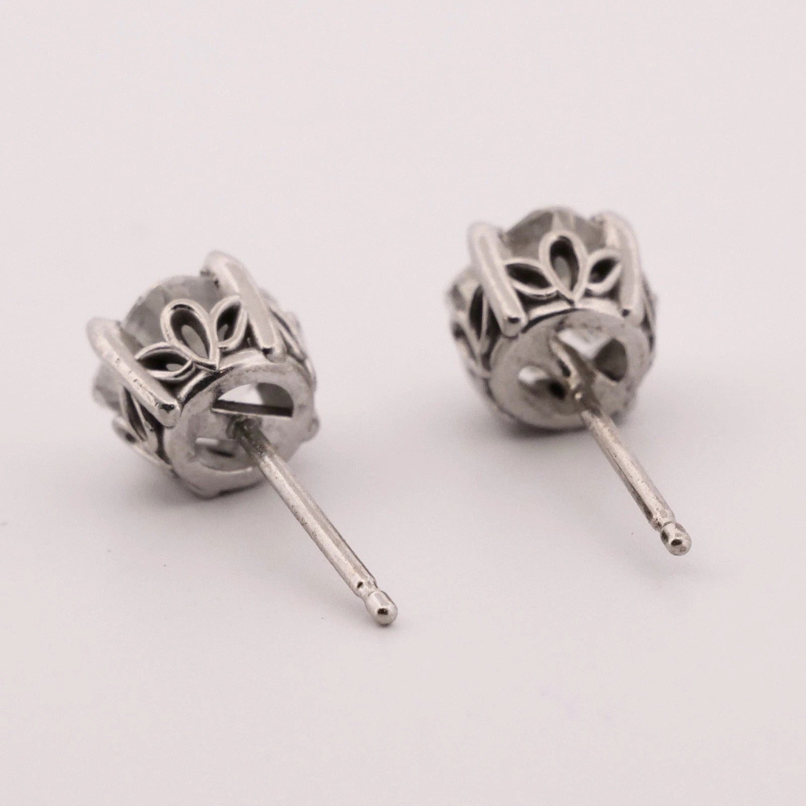 Natural Asscher Cut Diamond 14K White Gold 2.00ctw SI1–SI2 H-I Stud Earrings - Devine & Co.