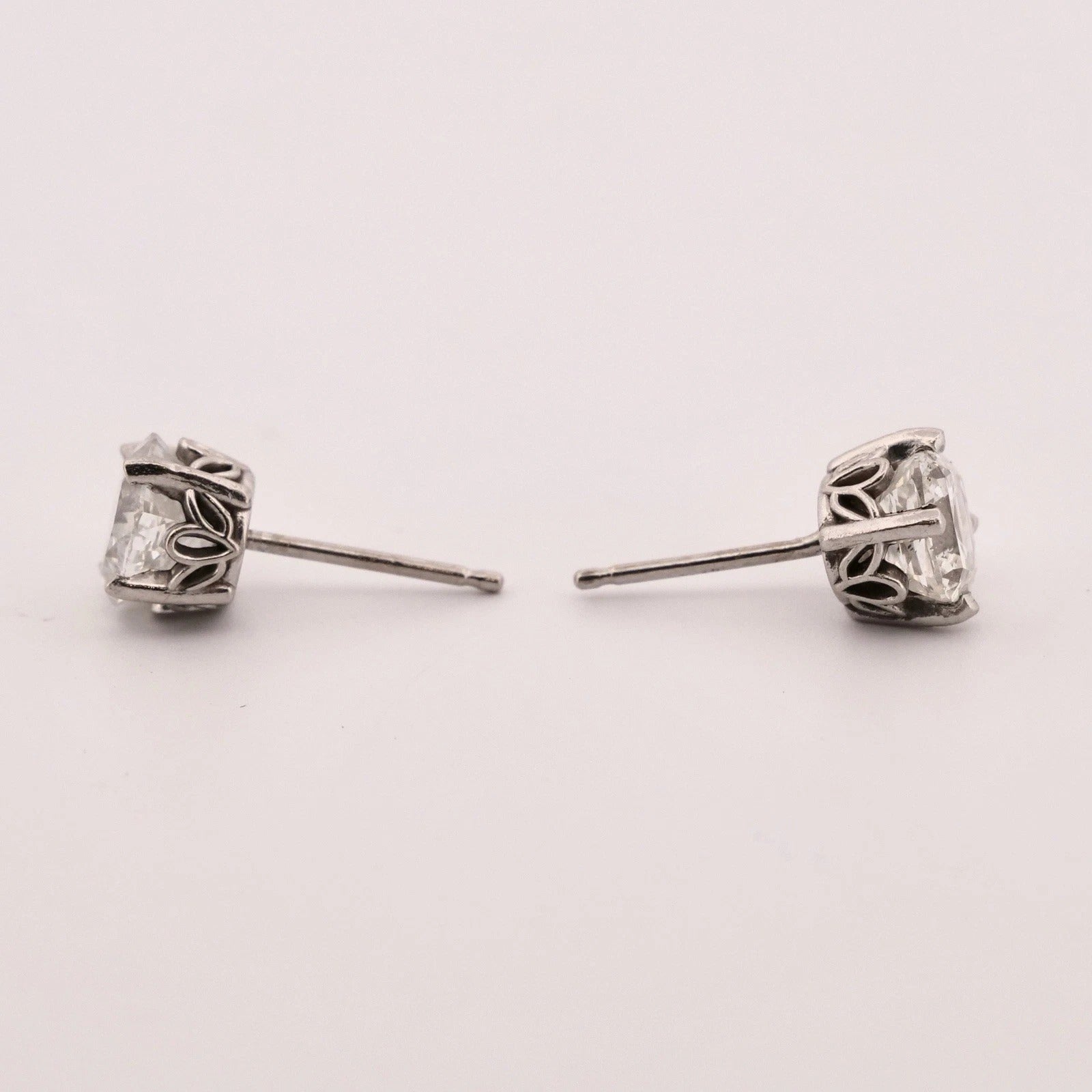 Natural Asscher Cut Diamond 14K White Gold 2.00ctw SI1–SI2 H-I Stud Earrings - Devine & Co.