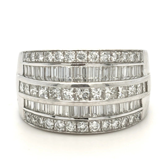 Natural Diamond 14K White Gold 1.80CTW Wide Channel Set Band Ring Size 8 - Devine & Co.