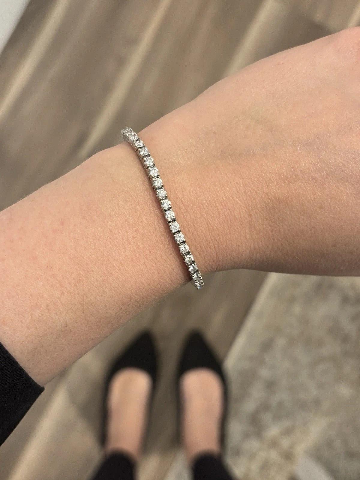 Natural Diamond 14K White Gold 4.00ctw SI2 G-H 7in 11.74g Tennis Bracelet - Devine & Co.