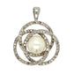 Natural Diamond & White Pearl 14K White Gold 7.20mm Pave Knot Pendant - Devine & Co.