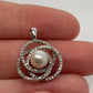 Natural Diamond & White Pearl 14K White Gold 7.20mm Pave Knot Pendant - Devine & Co.