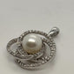 Natural Diamond & White Pearl 14K White Gold 7.20mm Pave Knot Pendant - Devine & Co.