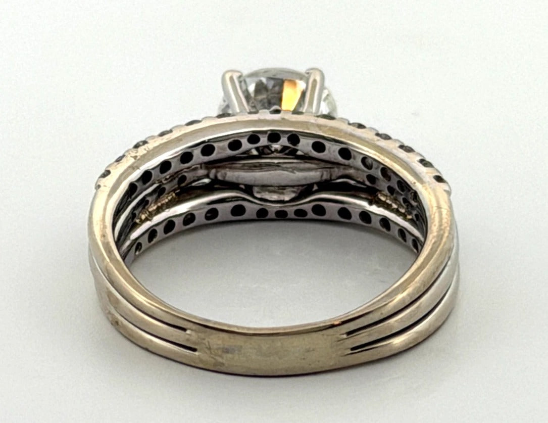 14K White Gold 1.30ct I2, H Round Brilliant Diamond Pave Engagement Ring Size 6.75