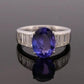 Oval Natural 2.79CT 18K/14K White Gold Tanzanite & Baguette Diamond Ring Size 7 - Devine & Co.