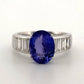 Oval Natural 2.79CT 18K/14K White Gold Tanzanite & Baguette Diamond Ring Size 7 - Devine & Co.