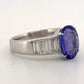 Oval Natural 2.79CT 18K/14K White Gold Tanzanite & Baguette Diamond Ring Size 7 - Devine & Co.