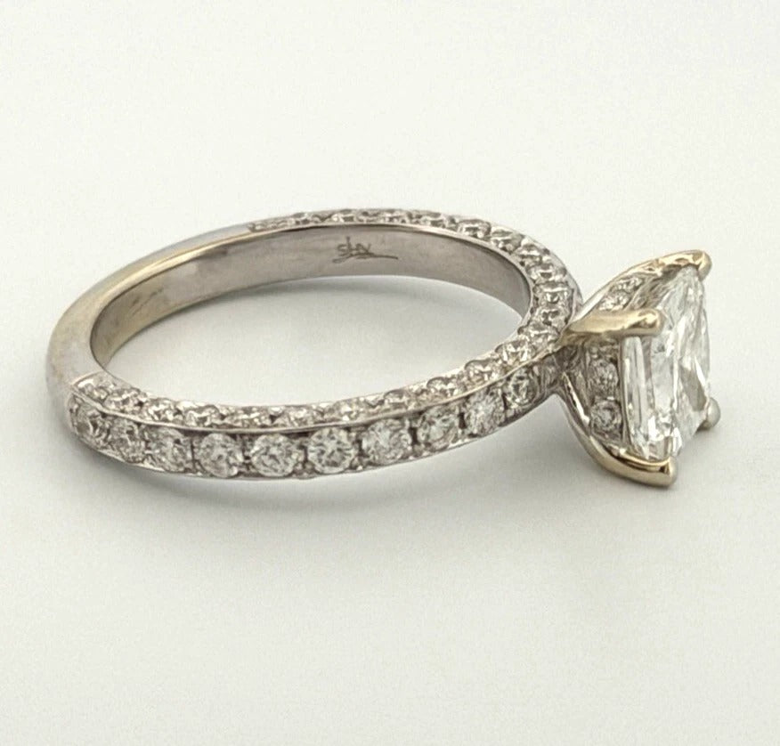 Consignment - Natural GIA Certified 1.21ct F VS1 14K Gold Cushion Diamond Engagement Ring Size 6 - 14k gold, diamond, ring...