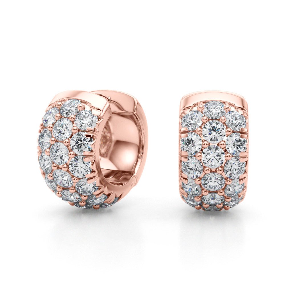 Pave Diamond Wide Huggie Hoop Earrings 1.52 - 3.04CTW - Devine & Co.