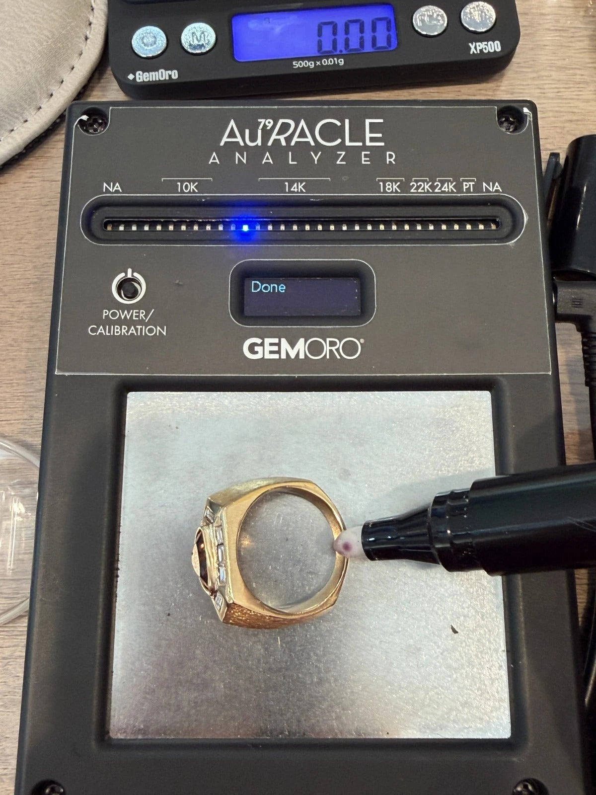 14K Yellow Gold Men’s Custom 23.39 Grams Whiskey Topaz & Diamond Ring Size 12.5