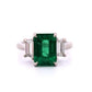 Platinum Natural Zambian Emerald Ring 3.62ct GIA Origin Report Trapezoid Diamond - Devine & Co.