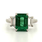 Platinum Natural Zambian Emerald Ring 3.62ct GIA Origin Report Trapezoid Diamond - Devine & Co.