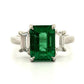 Platinum Natural Zambian Emerald Ring 3.62ct GIA Origin Report Trapezoid Diamond - Devine & Co.