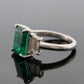 Platinum Natural Zambian Emerald Ring 3.62ct GIA Origin Report Trapezoid Diamond - Devine & Co.