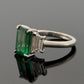 Platinum Natural Zambian Emerald Ring 3.62ct GIA Origin Report Trapezoid Diamond - Devine & Co.