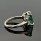 Platinum Natural Zambian Emerald Ring 3.62ct GIA Origin Report Trapezoid Diamond - Devine & Co.