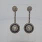 Platinum Sapphire & Old European Natural Diamond Halo Drop Earrings 3.00CTW - Devine & Co.