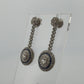 Platinum Sapphire & Old European Natural Diamond Halo Drop Earrings 3.00CTW - Devine & Co.