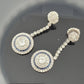 Platinum Sapphire & Old European Natural Diamond Halo Drop Earrings 3.00CTW - Devine & Co.