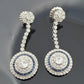 Platinum Sapphire & Old European Natural Diamond Halo Drop Earrings 3.00CTW - Devine & Co.