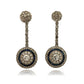 Platinum Sapphire & Old European Natural Diamond Halo Drop Earrings 3.00CTW - Devine & Co.