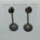 Platinum Sapphire & Old European Natural Diamond Halo Drop Earrings 3.00CTW - Devine & Co.