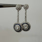 Platinum Sapphire & Old European Natural Diamond Halo Drop Earrings 3.00CTW - Devine & Co.
