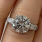 Consignment - Platinum 3.01ct Round Brilliant Natural Diamond GIA Baguettes Three-Stone Ring - platinum, diamond, ring - (...