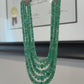 14K White Gold Approx. 290 Carats 20" Diamonds 5-Strand Faceted Emerald Necklace