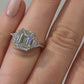 Platinum Three-Stone Ring 4.10ct Emerald Cut Diamond GIA Certified Trillion Sides Size 6.5