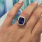 Elongated Cushion Natural Tanzanite & Round Diamond 6.29CT 14K White Gold Ring Size 8