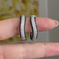 4.40ctw VS F-G Black & White Pave Diamonds 18K White Gold Wave Hoop Earrings