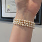 Vintage 10K White Gold 5.50-6mm Three-Strand Akoya Pearl & Diamond Bracelet