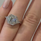 Platinum Three-Stone Ring 4.10ct Emerald Cut Natural Diamond GIA with Trillions