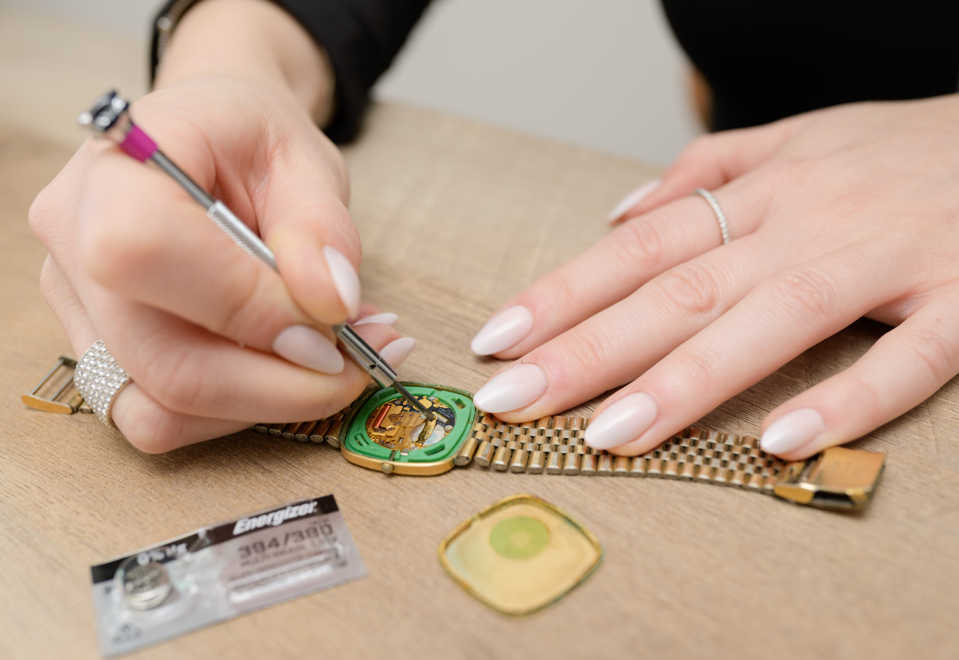 Expert watch repair and battery replacement service with precision tools. Discover high-quality timepieces and professional repairs at Devine Jeweler.