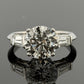 Consignment - Platinum 3.01ct Round Brilliant Natural Diamond GIA Baguettes Three-Stone Ring - platinum, diamond, ring - (...