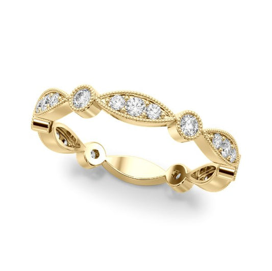 Round Brilliant Cut Lab Grown Diamond Milgrain Band 0.33CTW 14K - Devine & Co.