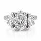 Natural 1.55ct GIA Elongated Oval Diamond Three-Stone Ring 14KW G SI1 Half Moon