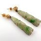Vintage 14K Gold Carved Jade Drop Earrings Green Jadeite 8.16g Estate