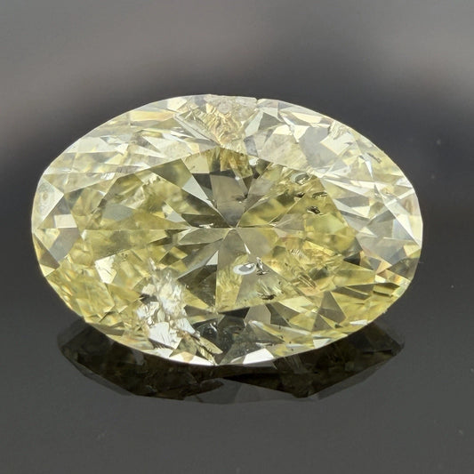 Natural Fancy Yellow Diamond GIA 2.12ct Oval Brilliant I2 Loose Diamond, alternate view