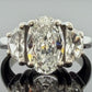 Natural 1.55ct GIA Elongated Oval Diamond Three-Stone Ring 14KW G SI1 Half Moon