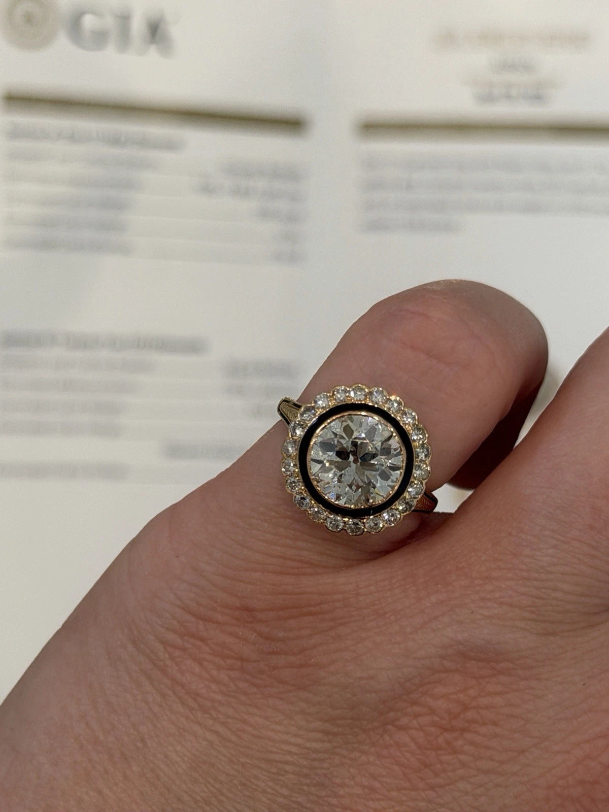 Vintage 3.00ctw Natural Diamond Circular Brilliant Halo Ring GIA Report 14K/15K, gallery detail