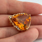 16.76ct Pear Citrine & Diamond Slide Pendant 14K Yellow Gold Estate