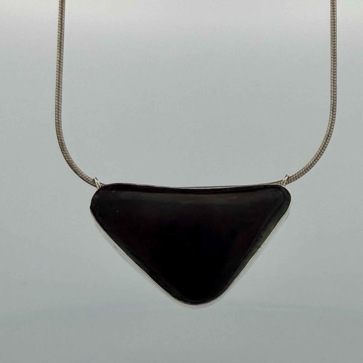 Australian Boulder Opal Pendant Necklace Sterling Silver Custom Bezel 20” Chain, metalwork detail