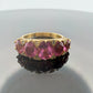Vintage 15K Yellow Gold Pink Gemstone & Diamond Chip Ring Size 6 Estate