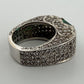Lab Created Emerald and Diamond Ring 14K White Gold Wide Pavé Mounting 1.50CTW, detail view